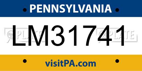 LM31741 Pennsylvania License Plate