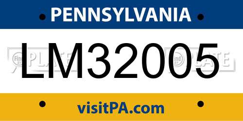 LM32005 Pennsylvania License Plate