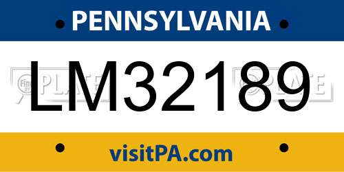 LM32189 Pennsylvania License Plate