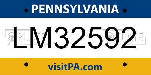 LM32592 Pennsylvania License Plate