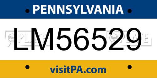 LM56529 Pennsylvania License Plate