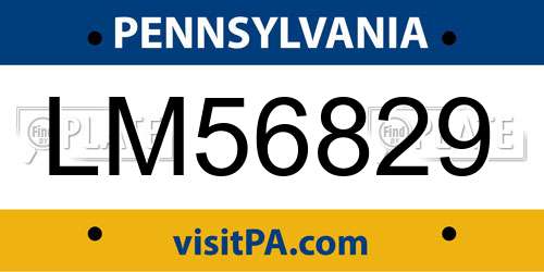 LM56829 Pennsylvania License Plate