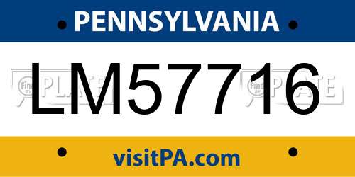 LM57716 Pennsylvania License Plate