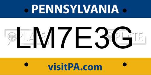 LM7E3G Pennsylvania License Plate
