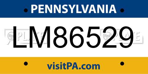 LM86529 Pennsylvania License Plate