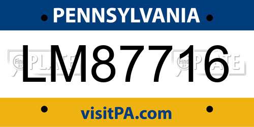 LM87716 Pennsylvania License Plate