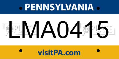 LMA0415 Pennsylvania License Plate