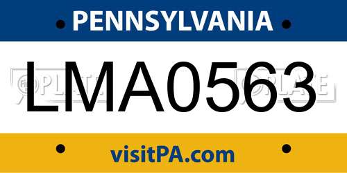 LMA0563 Pennsylvania License Plate