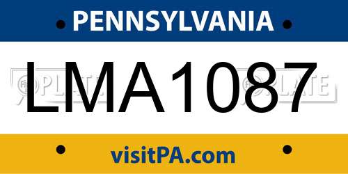 LMA1087 Pennsylvania License Plate