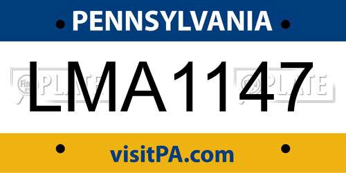 LMA1147 Pennsylvania License Plate