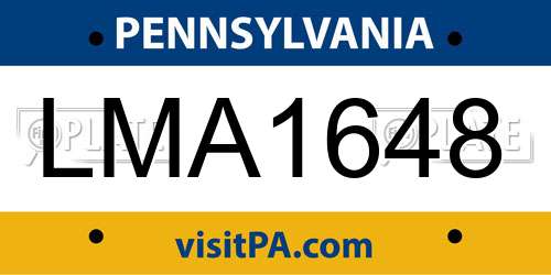 LMA1648 Pennsylvania License Plate
