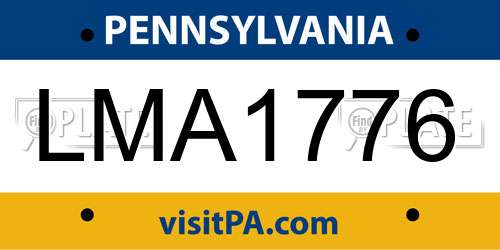 LMA1776 Pennsylvania License Plate