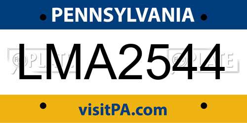 LMA2544 Pennsylvania License Plate