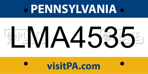 LMA4535 Pennsylvania License Plate