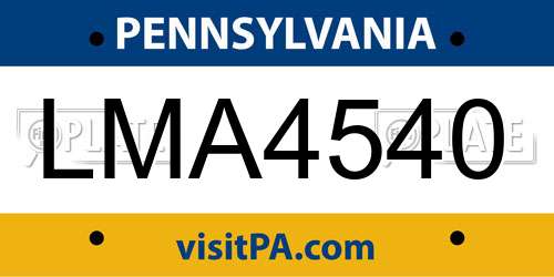 LMA4540 Pennsylvania License Plate