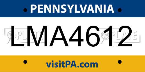LMA4612 Pennsylvania License Plate