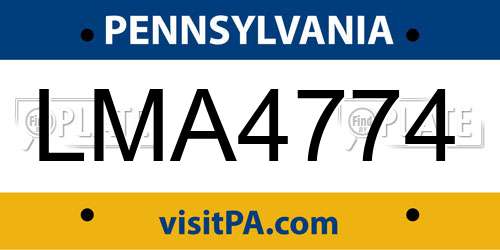 LMA4774 Pennsylvania License Plate