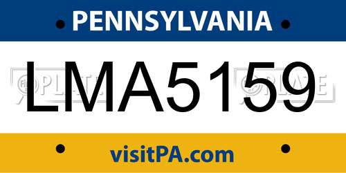 LMA5159 Pennsylvania License Plate