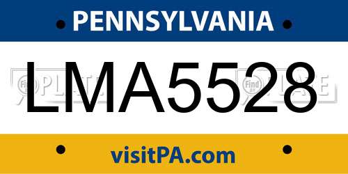 LMA5528 Pennsylvania License Plate