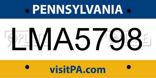 LMA5798 Pennsylvania License Plate
