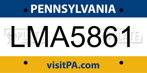 LMA5861 Pennsylvania License Plate