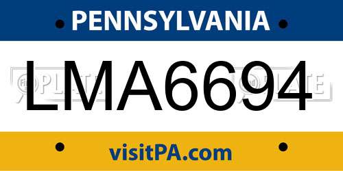 LMA6694 Pennsylvania License Plate