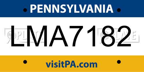 LMA7182 Pennsylvania License Plate