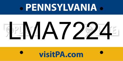 LMA7224 Pennsylvania License Plate