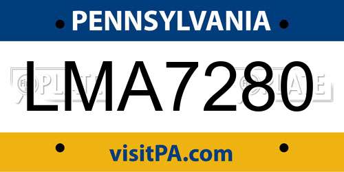LMA7280 Pennsylvania License Plate