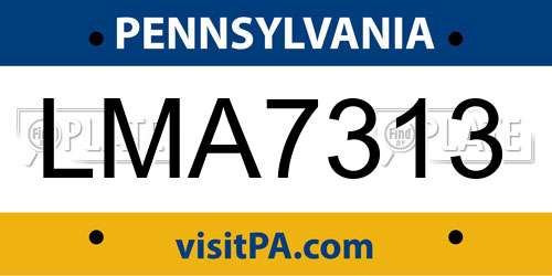 LMA7313 Pennsylvania License Plate