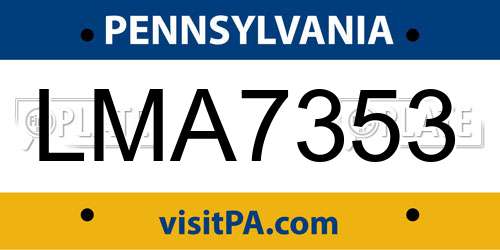 LMA7353 Pennsylvania License Plate