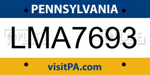LMA7693 Pennsylvania License Plate
