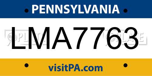 LMA7763 Pennsylvania License Plate
