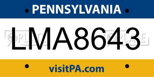 LMA8643 Pennsylvania License Plate