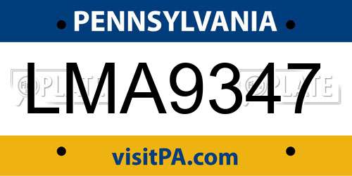 LMA9347 Pennsylvania License Plate