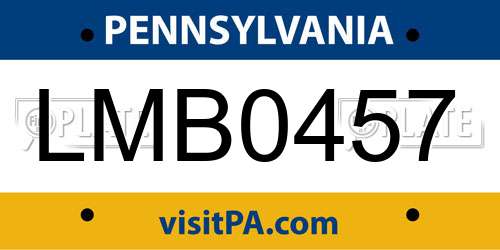 LMB0457 Pennsylvania License Plate