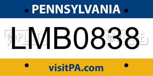 LMB0838 Pennsylvania License Plate