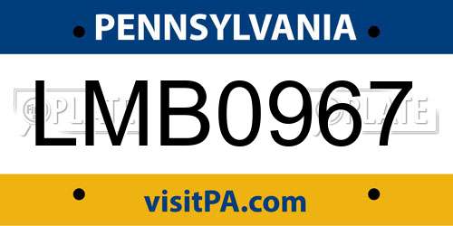 LMB0967 Pennsylvania License Plate