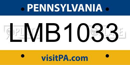 LMB1033 Pennsylvania License Plate