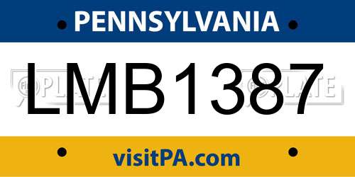 LMB1387 Pennsylvania License Plate