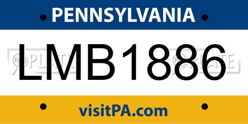 LMB1886 Pennsylvania License Plate