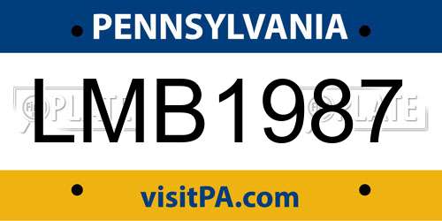 LMB1987 Pennsylvania License Plate