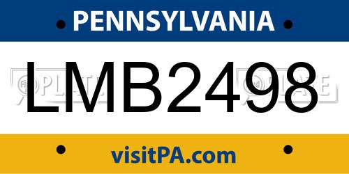 LMB2498 Pennsylvania License Plate