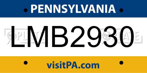 LMB2930 Pennsylvania License Plate