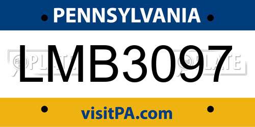 LMB3097 Pennsylvania License Plate