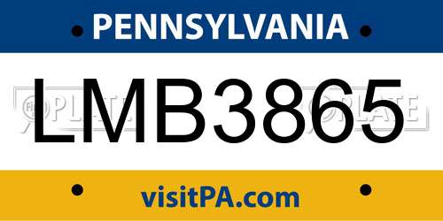 LMB3865 Pennsylvania License Plate