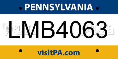 LMB4063 Pennsylvania License Plate