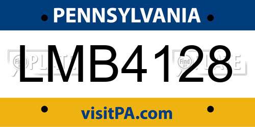 LMB4128 Pennsylvania License Plate