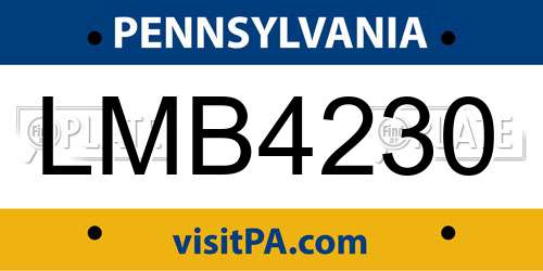LMB4230 Pennsylvania License Plate
