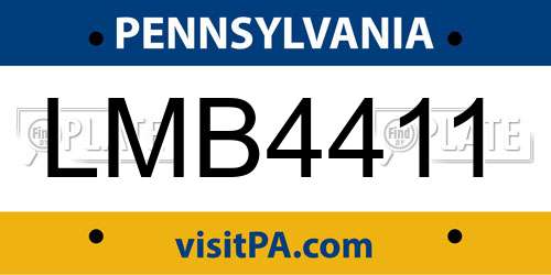 LMB4411 Pennsylvania License Plate